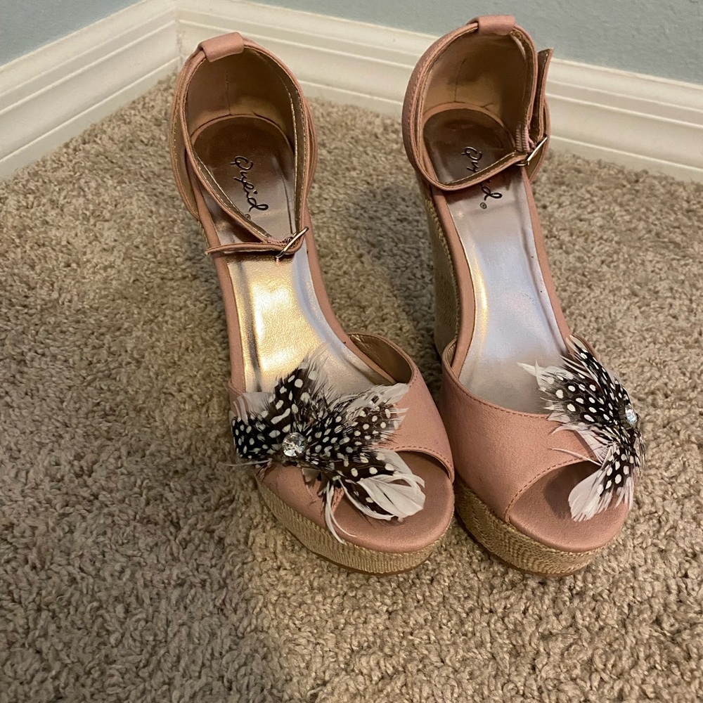 Qupid blush pink wedges.